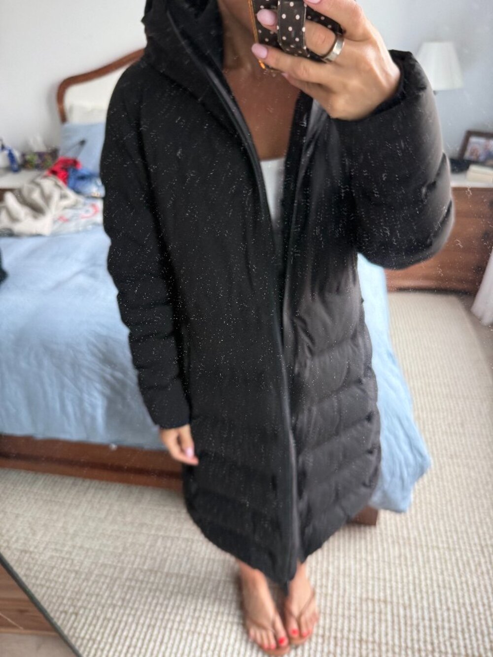 Lululemon Black Hooded Insulated Long Parka Coat Size 10